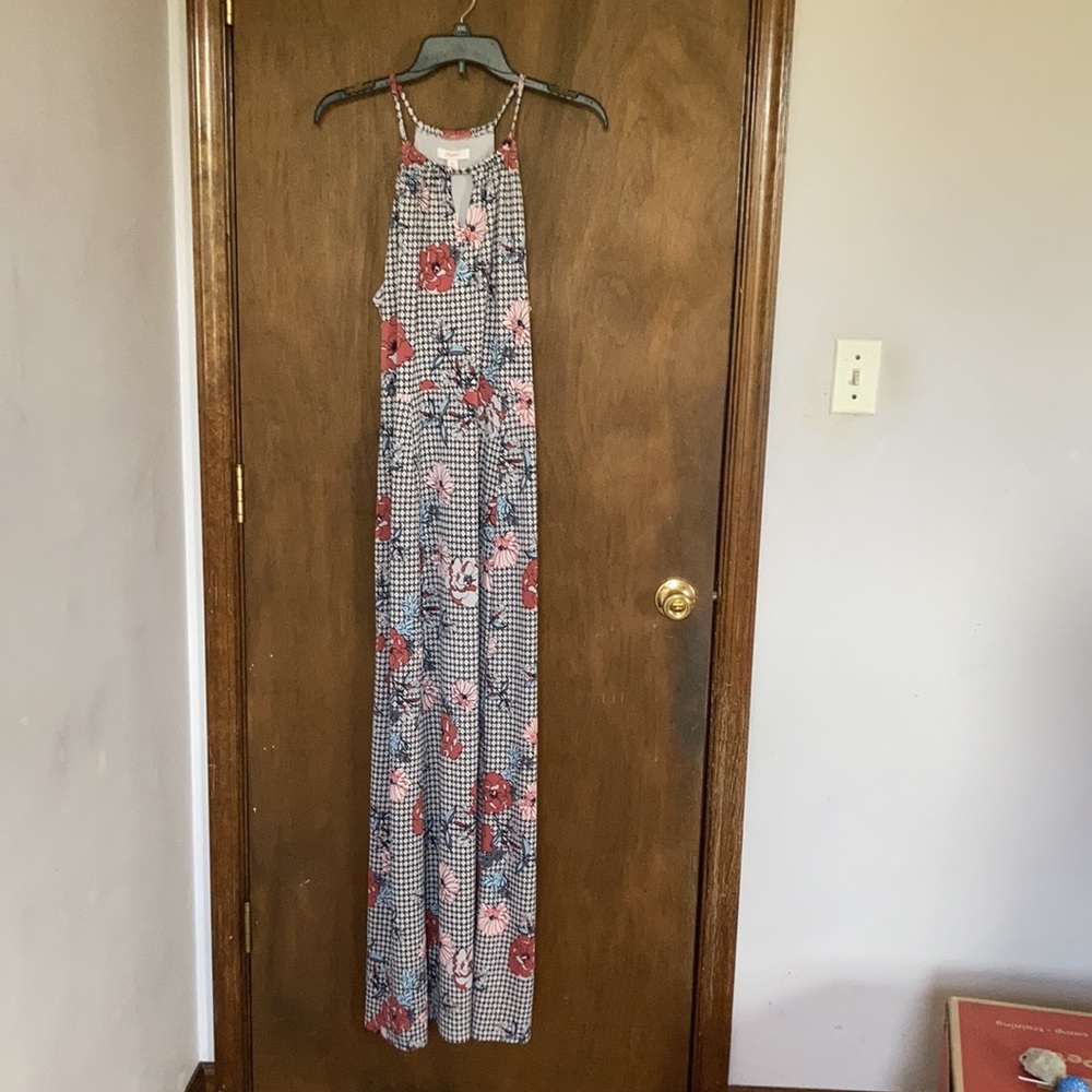 Relist8/8❌Candie’s front slit halter print maxi dress w keyhole XL jr - Picture 6 of 16